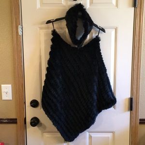 Wilsons Leather Black Fur Poncho